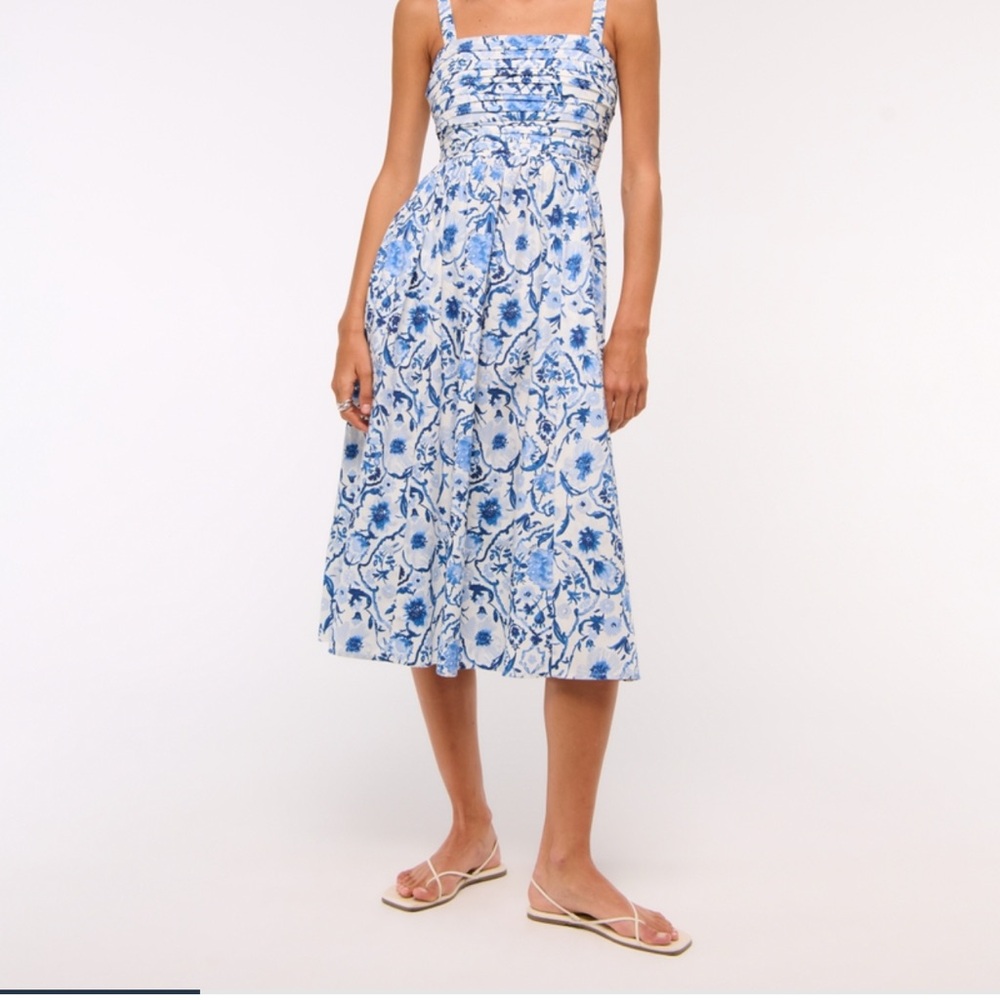 The A&F Emerson Poplin Wide Strap Midi Dress
